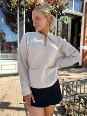 Linden Oatmeal Collared Sweater