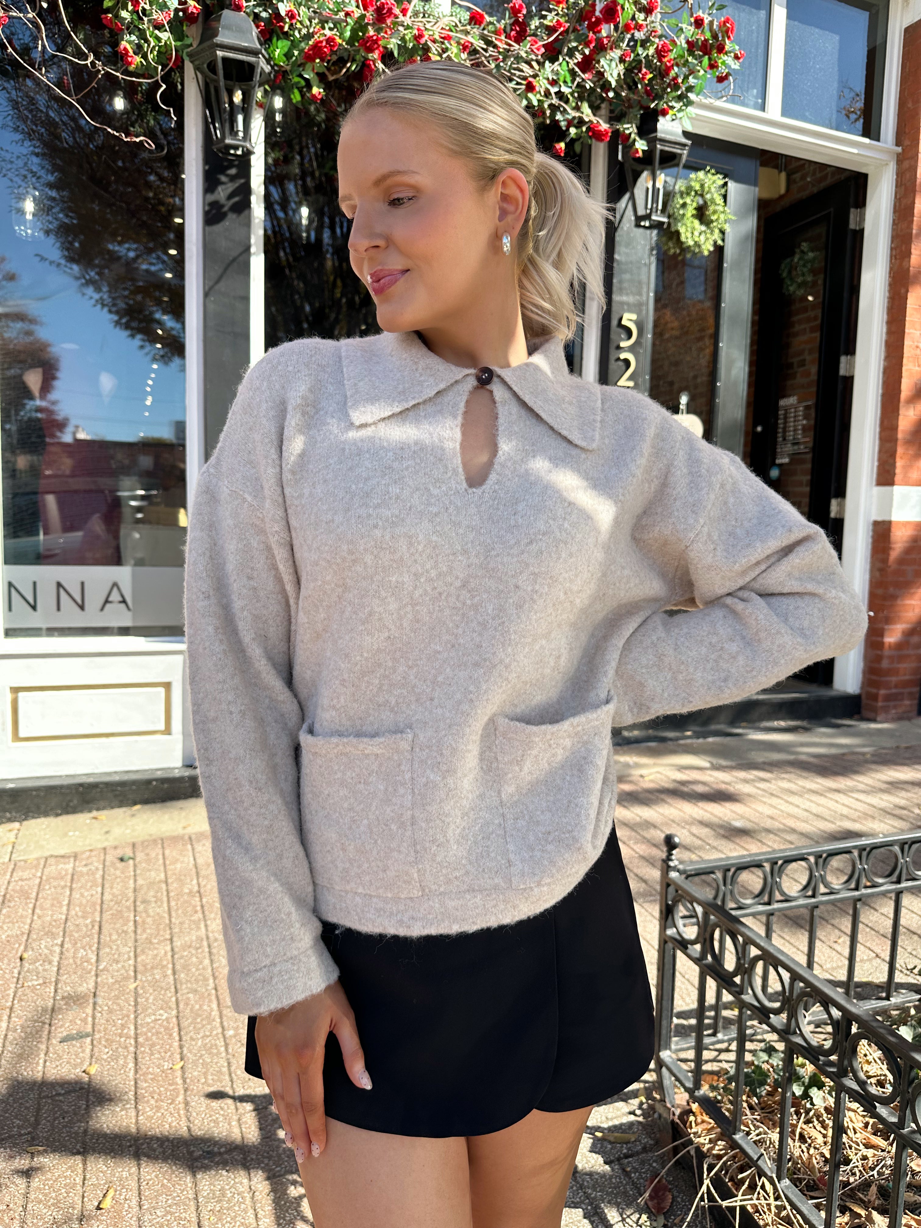 Linden Oatmeal Collared Sweater