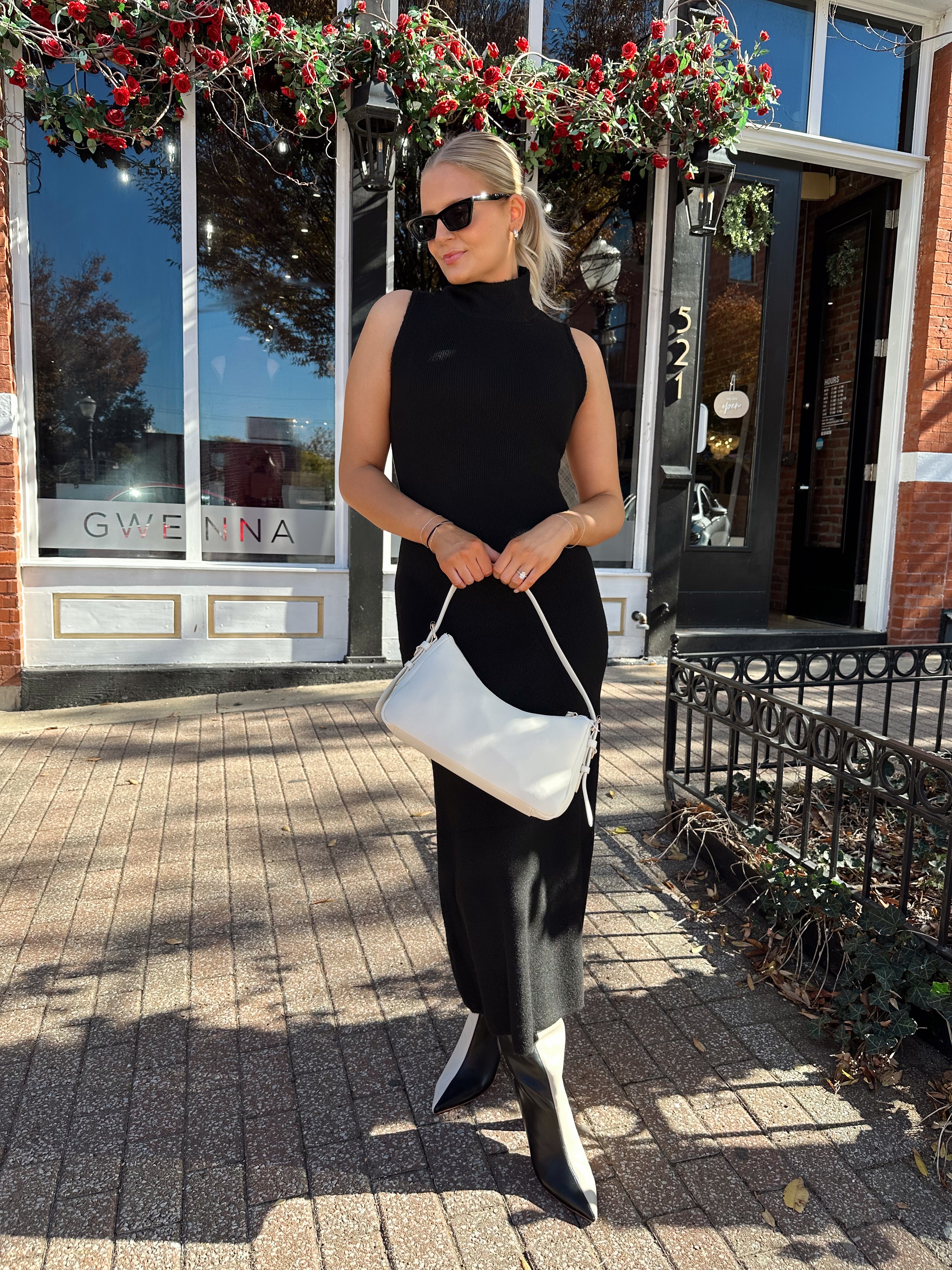 Drew Black Knit Turtleneck Sleeveless Maxi Dress