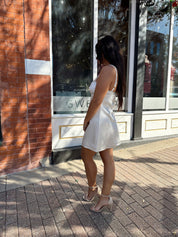 Amelia White Jewel Satin Mini Dress