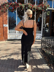 Drew Black Knit Turtleneck Sleeveless Maxi Dress
