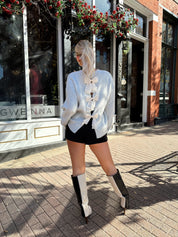 Lynda Grey Bow Back Sweater