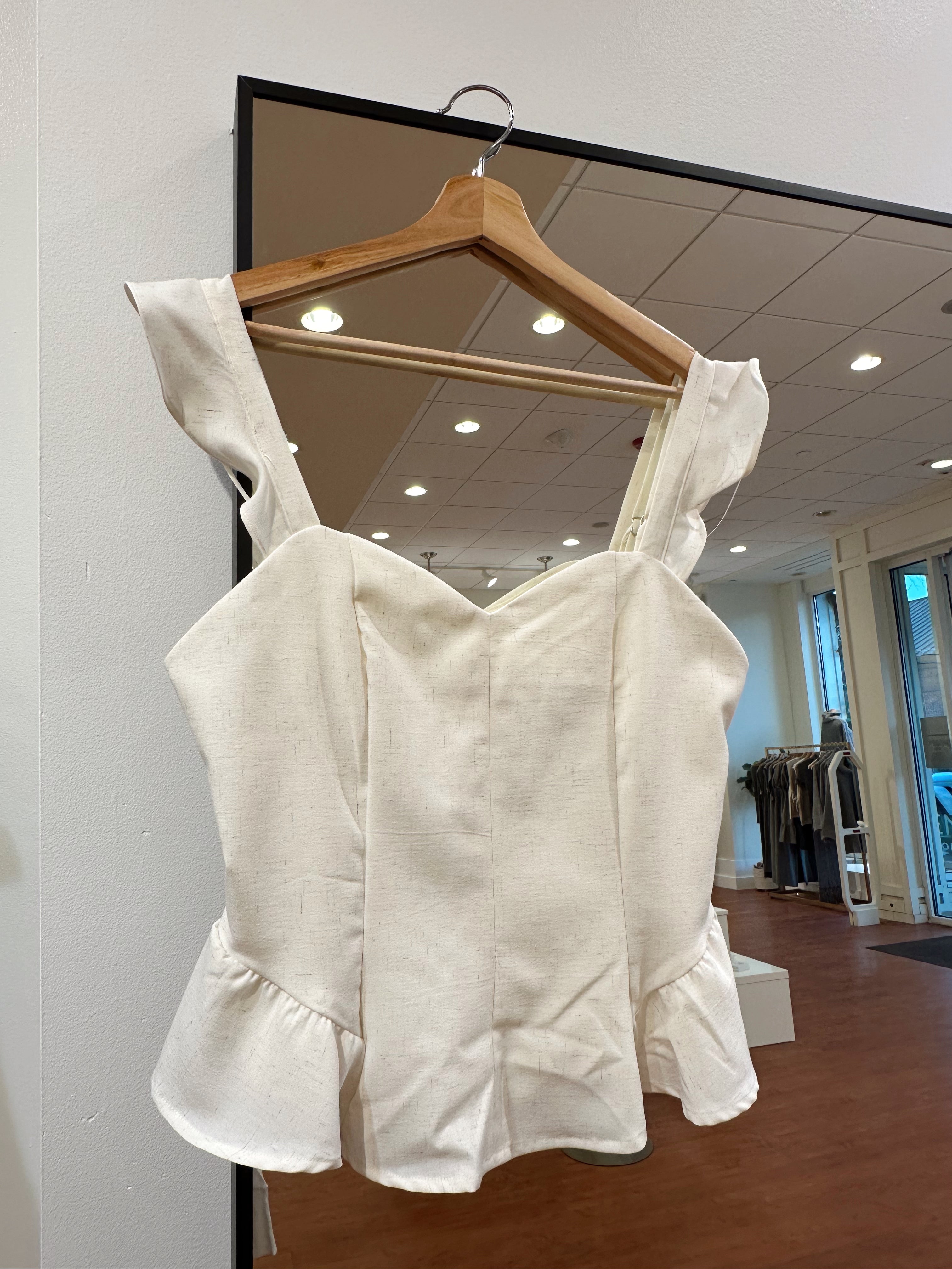 Nila Ivory Linen Peplum Top