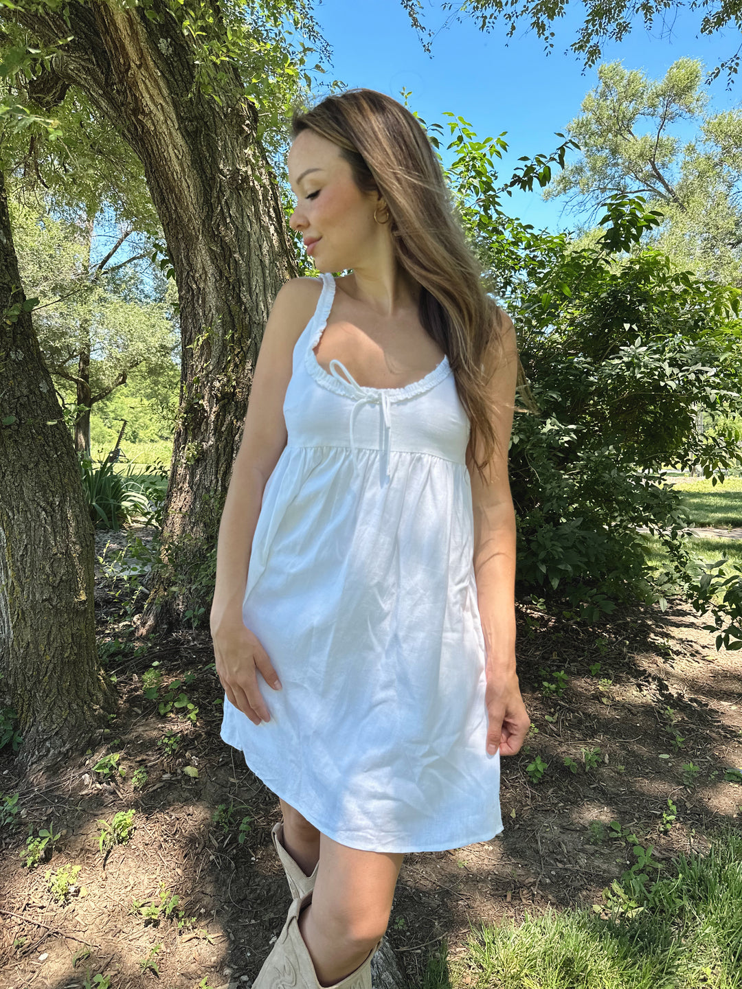 Lakelyn White Scoop Neck Mini Dress