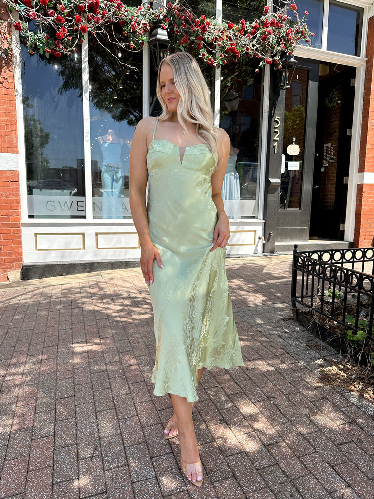 Satin Floral Jacquard Maxi Dress