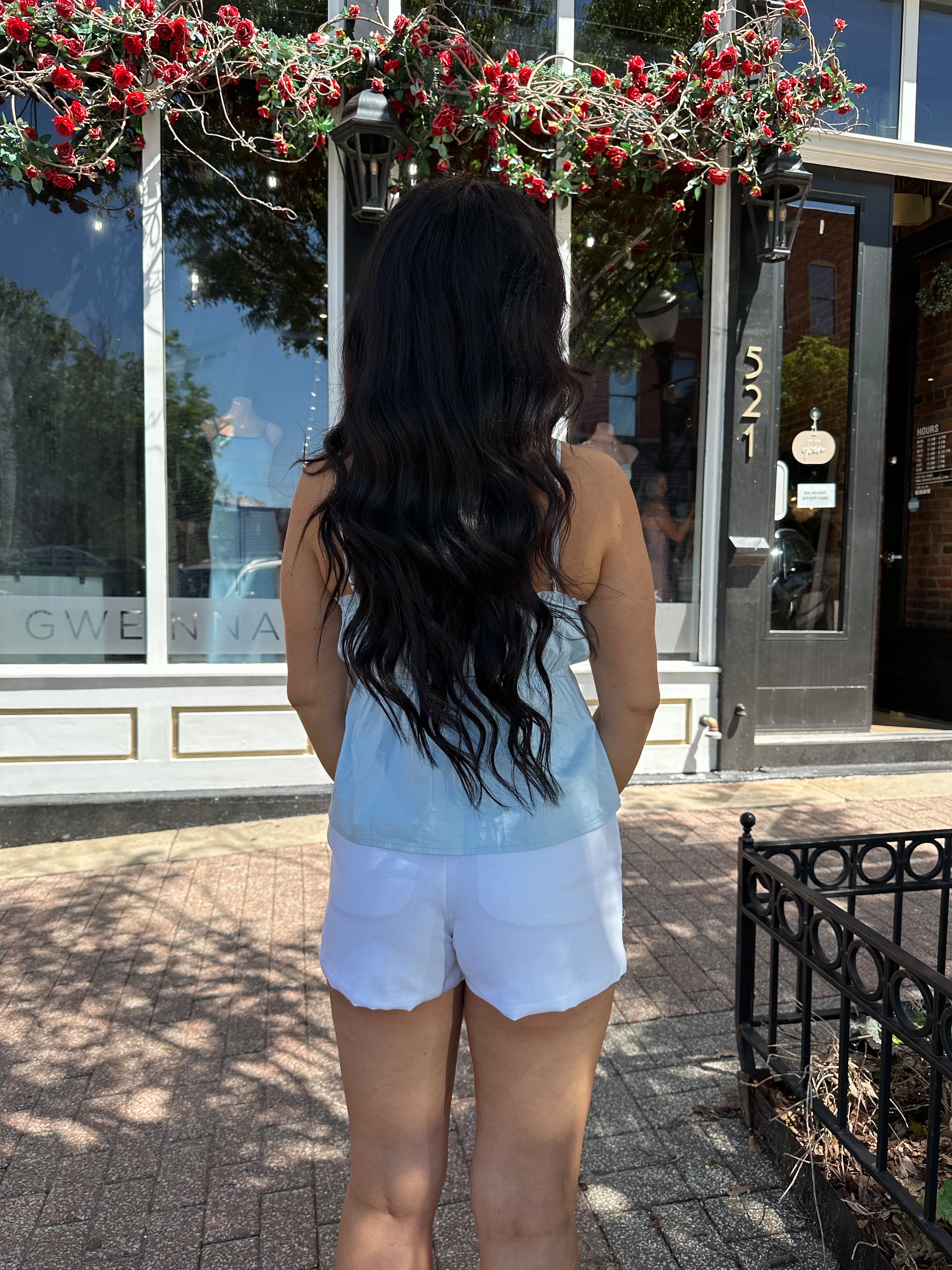 Blue Peplum Tank Top – Sweetheart Neckline – Gwenna The Label