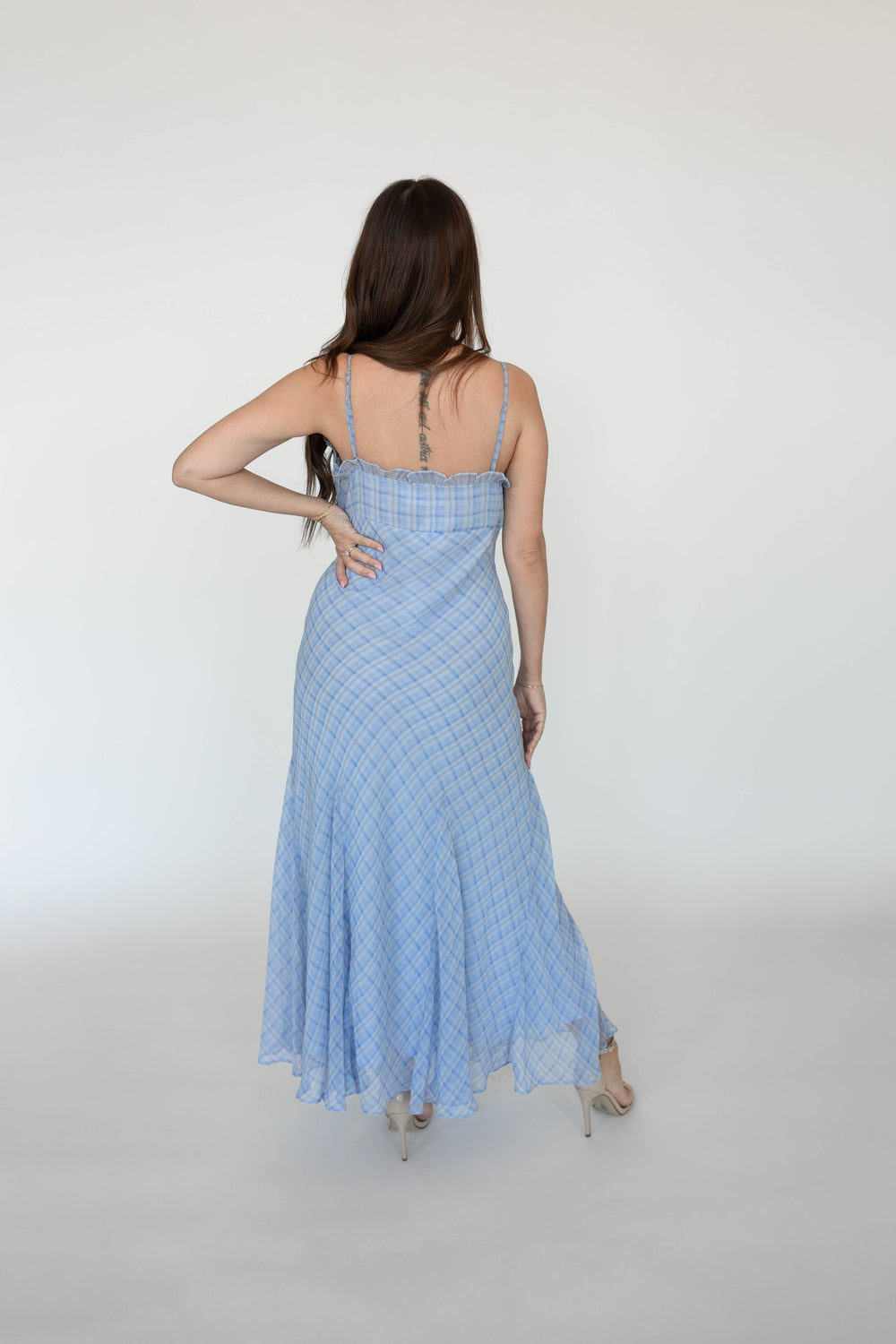 Wren Blue Plaid Maxi Dress Wren Blue Plaid Maxi Dress