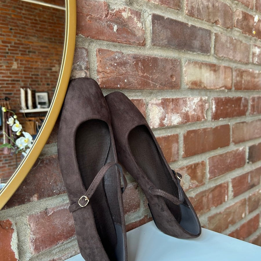 Addy Dark Brown Suede Ballet Flat - Gwenna The Label