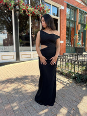 Amara Black Cut Out Mesh Maxi Dress - Gwenna The Label