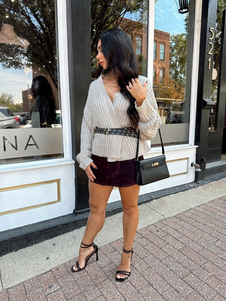 Amara Grey Wrap Knit Cardigan - Gwenna The Label