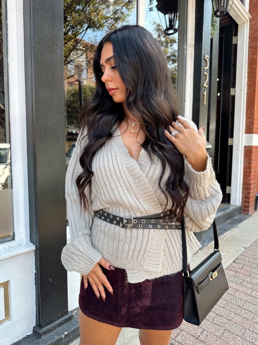 Amara Grey Wrap Knit Cardigan - Gwenna The Label