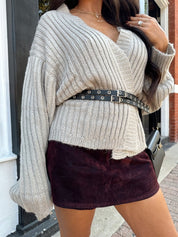 Amara Grey Wrap Knit Cardigan - Gwenna The Label