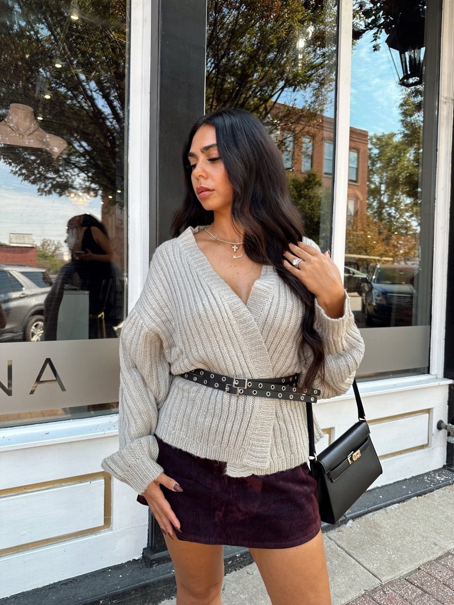 Amara Grey Wrap Knit Cardigan - Gwenna The Label