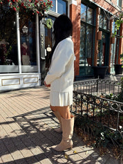 Baylor Cream Sweater and Pleated Mini Skirt Set - Gwenna The Label