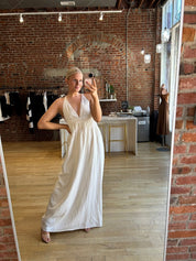 Bentley Beige Smocked Linen Maxi Dress - Gwenna The Label