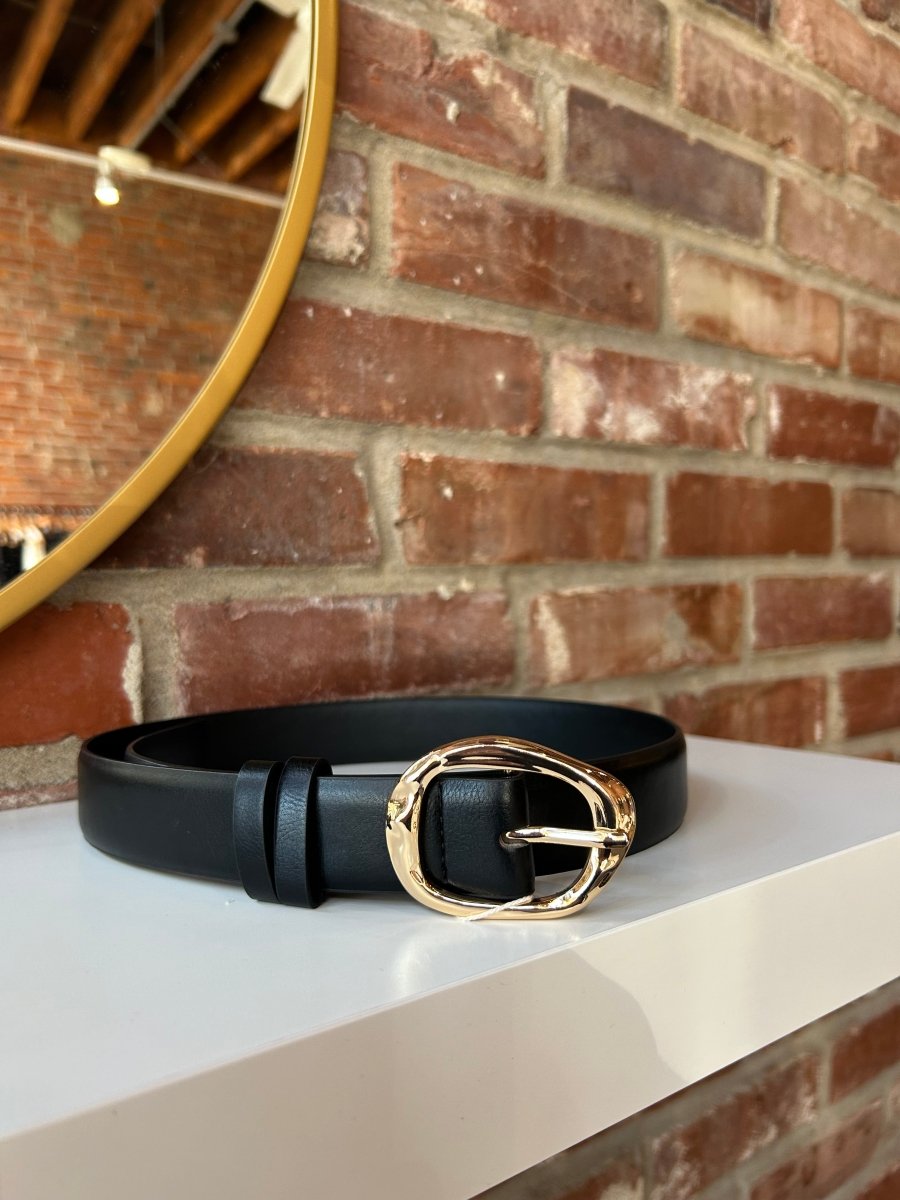 Bernadatte Brown Belt with Gold Buckle - Gwenna The Label