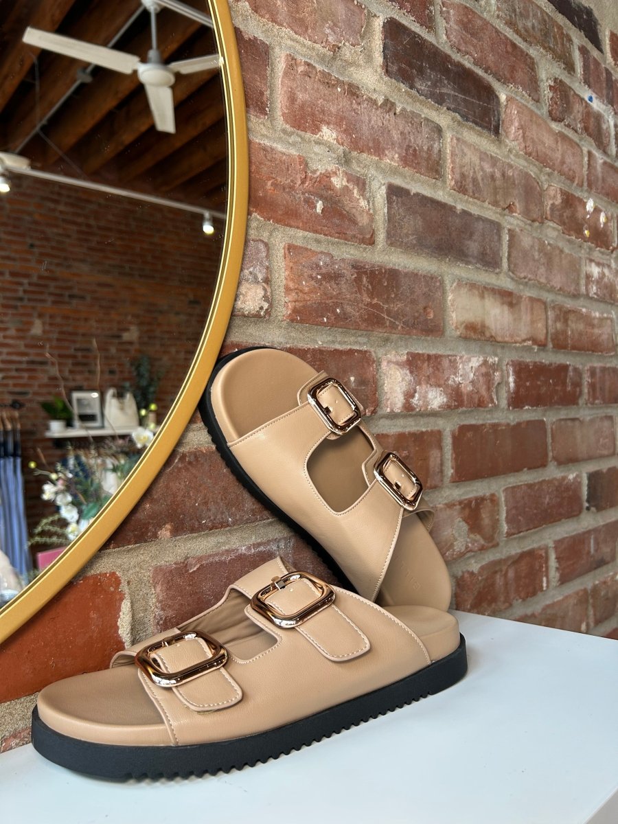 Bria Brown Gold Buckle Sandal - Gwenna The Label