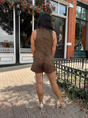 Briella Brown Suede Tailored Short - Gwenna The Label