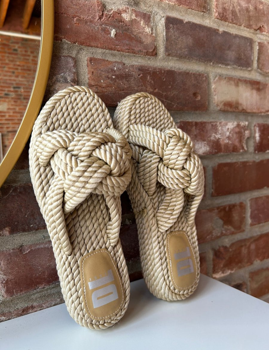 Calla Natural Rope Slide Sandals - Gwenna The Label