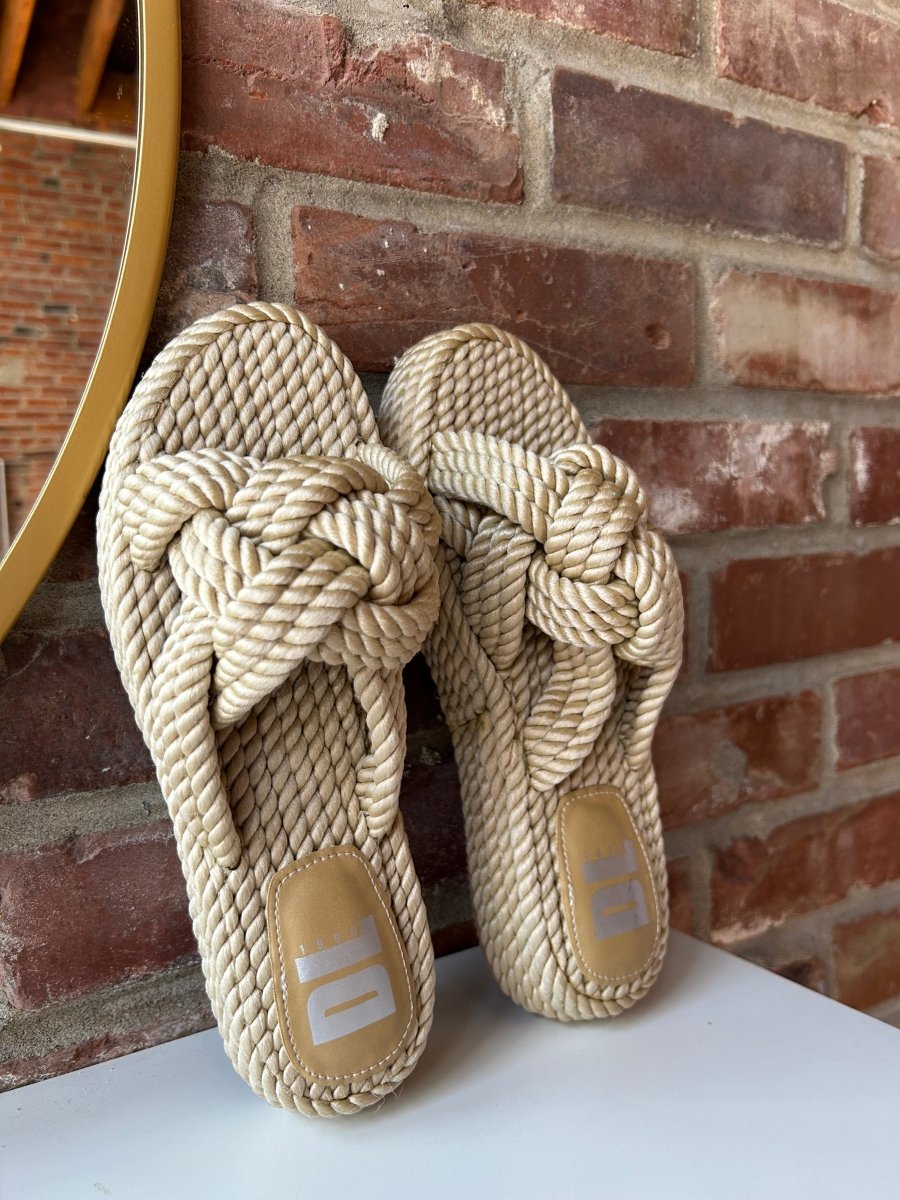 Calla Natural Rope Slide Sandals - Gwenna The Label
