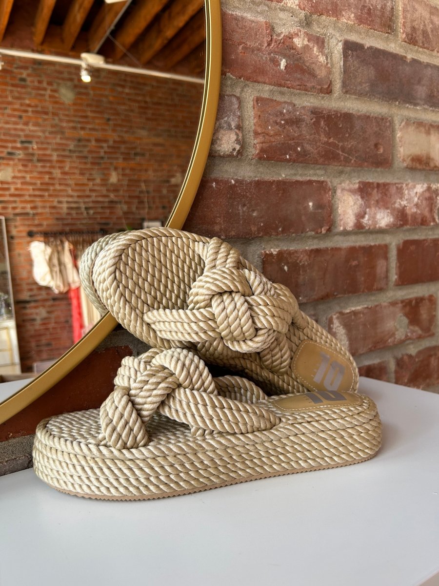 Calla Natural Rope Slide Sandals - Gwenna The Label
