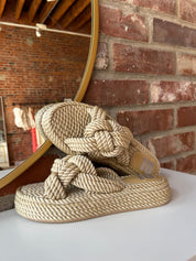 Calla Natural Rope Slide Sandals - Gwenna The Label