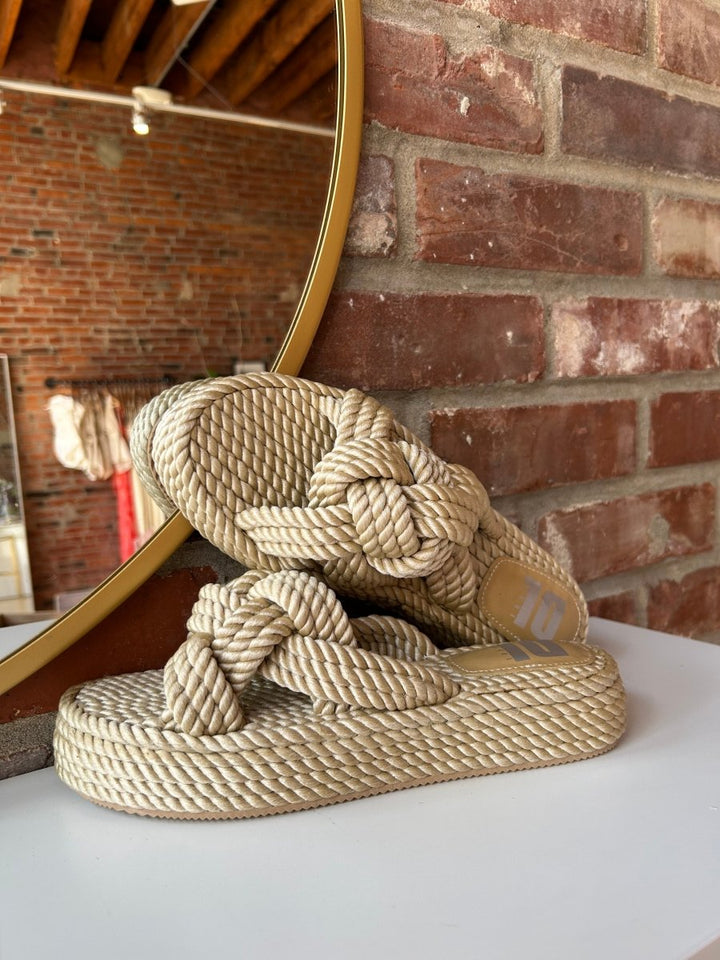 Calla Natural Rope Slide Sandals - Gwenna The Label