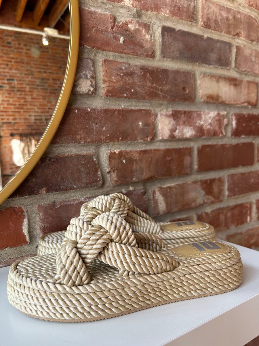 Calla Natural Rope Slide Sandals - Gwenna The Label