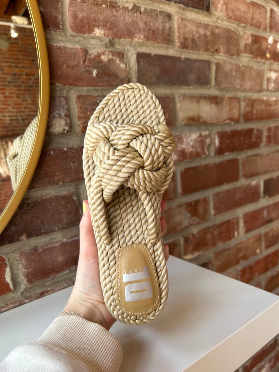 Calla Natural Rope Slide Sandals - Gwenna The Label