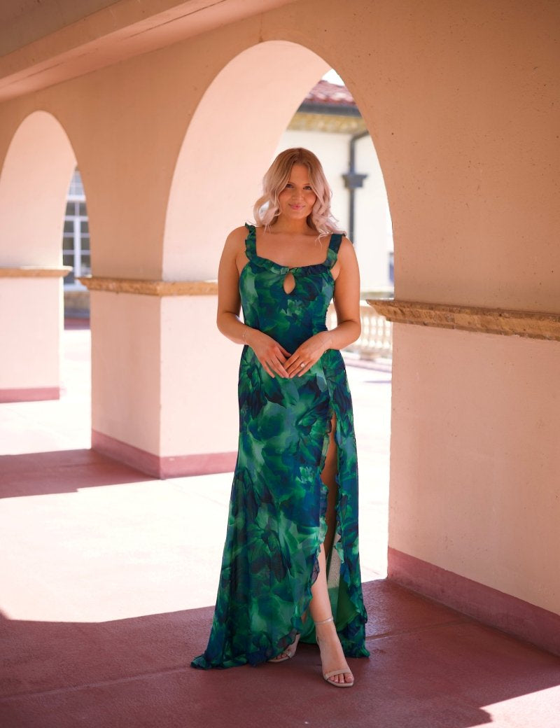 Calypso Tropical Ruffle Maxi Dress - Gwenna The Label