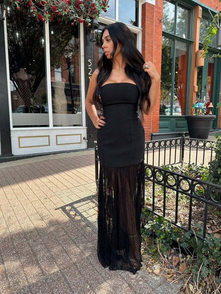 Campbell Black Strapless Maxi Dress - Gwenna The Label