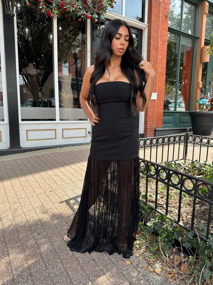 Campbell Black Strapless Maxi Dress - Gwenna The Label