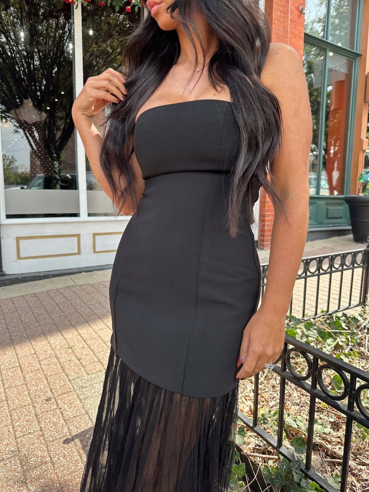 Campbell Black Strapless Maxi Dress - Gwenna The Label