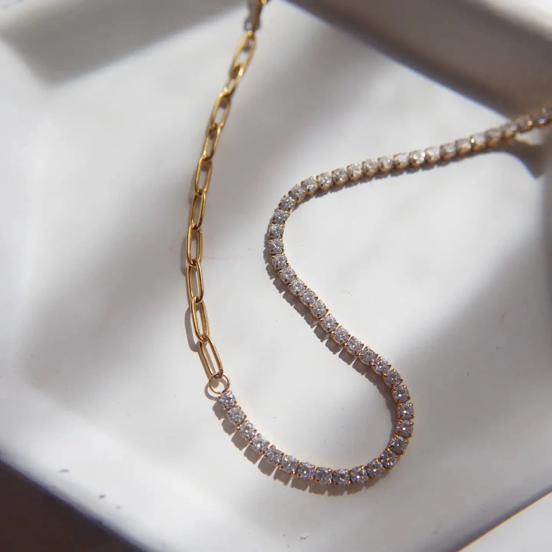 Celine CZ Paperclip Necklace - Gwenna The Label