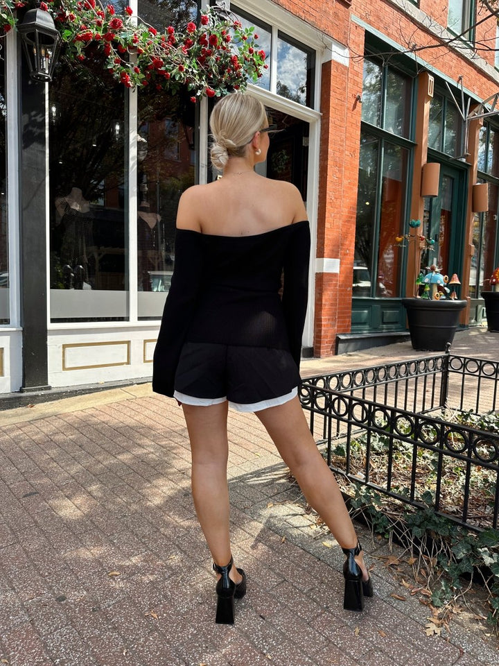 Demi Black and White Contrast Tailored Short - Gwenna The Label