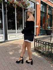 Demi Black and White Contrast Tailored Short - Gwenna The Label