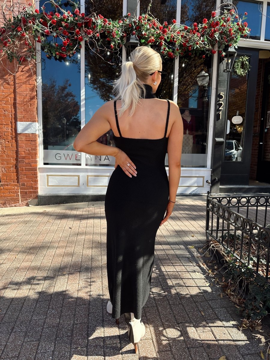 Drew Black Knit Turtleneck Sleeveless Maxi Dress - Gwenna The Label