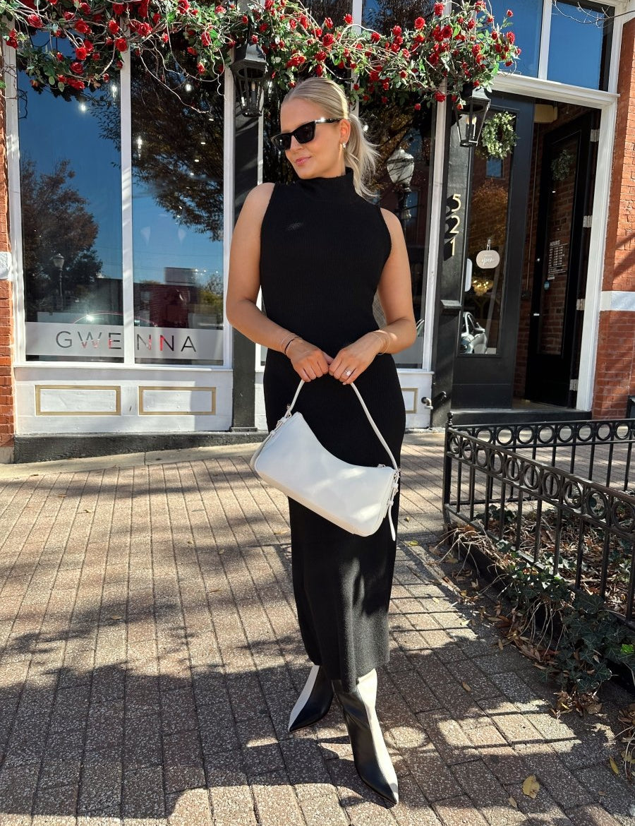 Drew Black Knit Turtleneck Sleeveless Maxi Dress - Gwenna The Label
