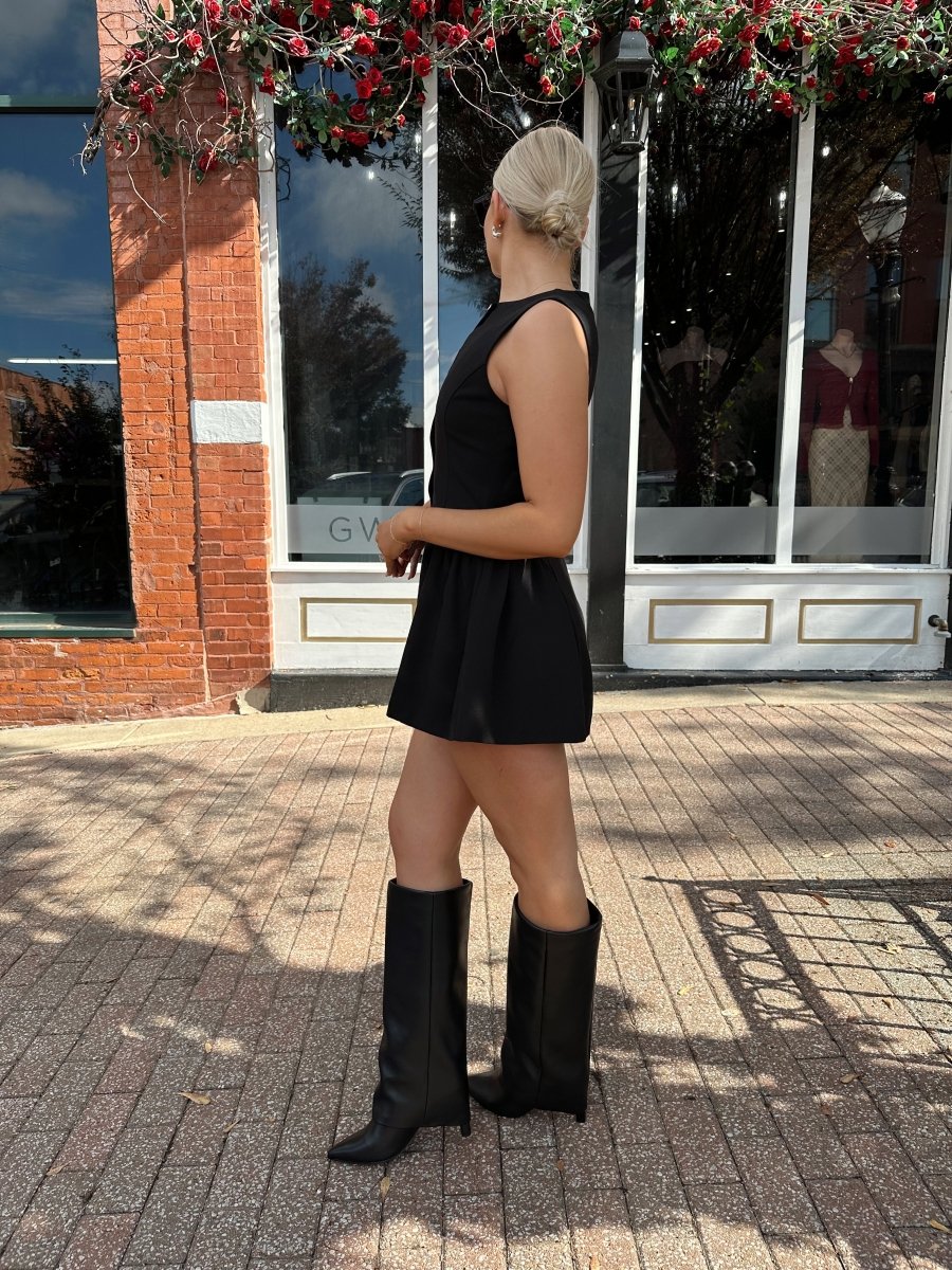 Dreya Black Gold Button Mini Dress - Gwenna The Label