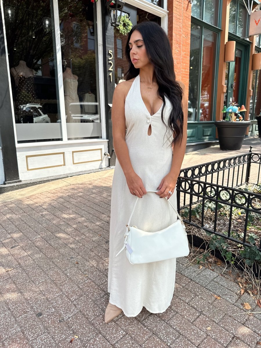 Elodie Natural Halter Keyhole Maxi Dress - Gwenna The Label
