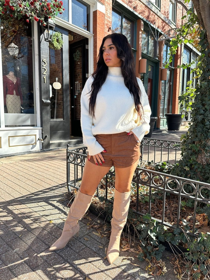 Finely Brown Suede Micro Short - Gwenna The Label