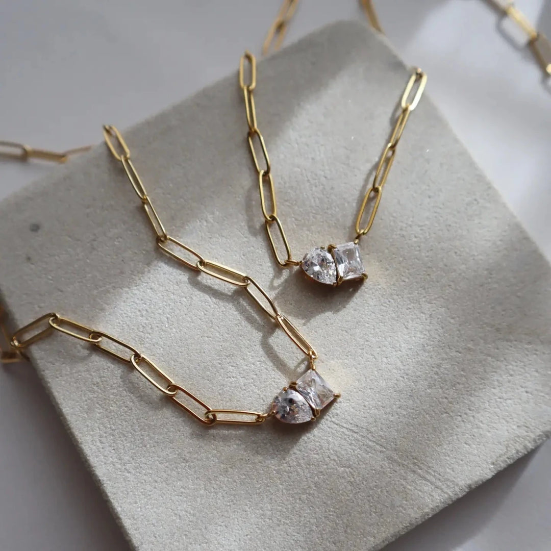 Gem Paperclip Necklace - Gwenna The Label