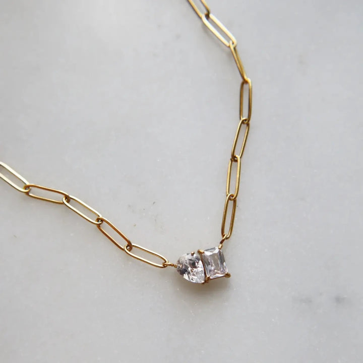 Gem Paperclip Necklace - Gwenna The Label