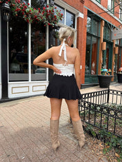 Georgie White Smocked Halter Neck Top - Gwenna The Label