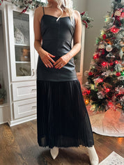 Gretchen Black Leather Plisse Maxi Dress - Gwenna The Label