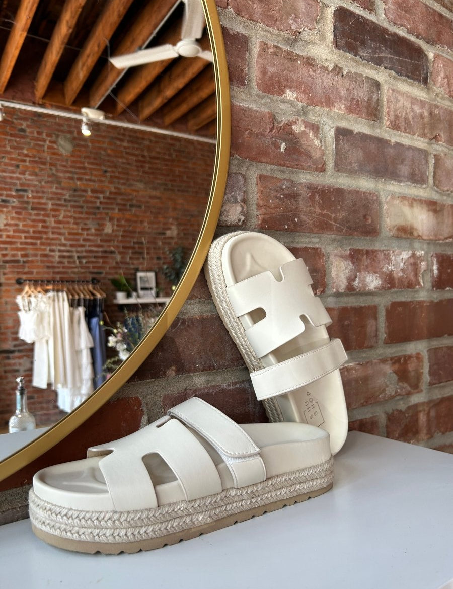 Haven Cream Espadrille Platform Slide Sandals - Gwenna The Label