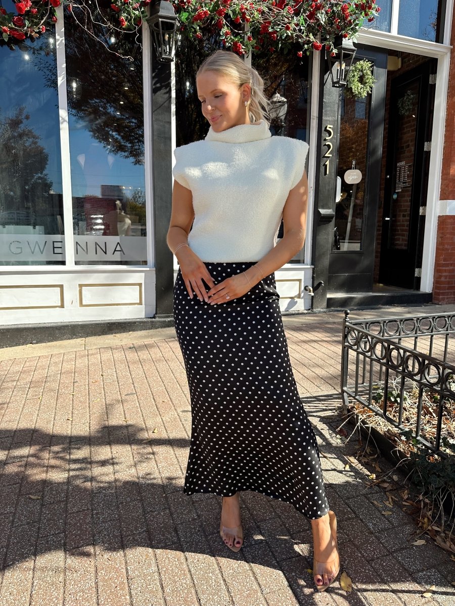 Hollan Ivory Slouchy Turtleneck Sleeveless Fuzzy Sweater - Gwenna The Label