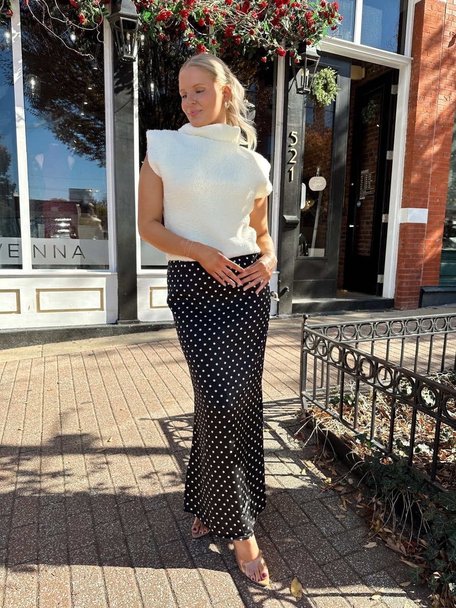 Hollan Ivory Slouchy Turtleneck Sleeveless Fuzzy Sweater - Gwenna The Label