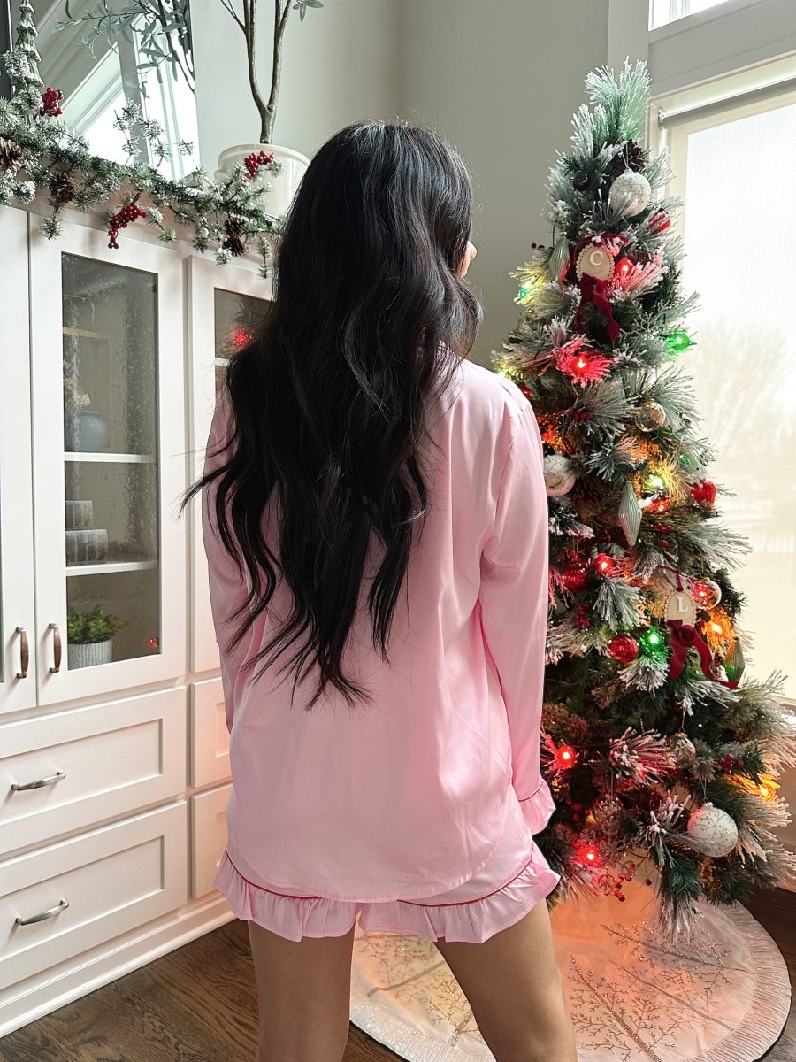 Holly Rose Pink Satin Pajama Set - Gwenna The Label