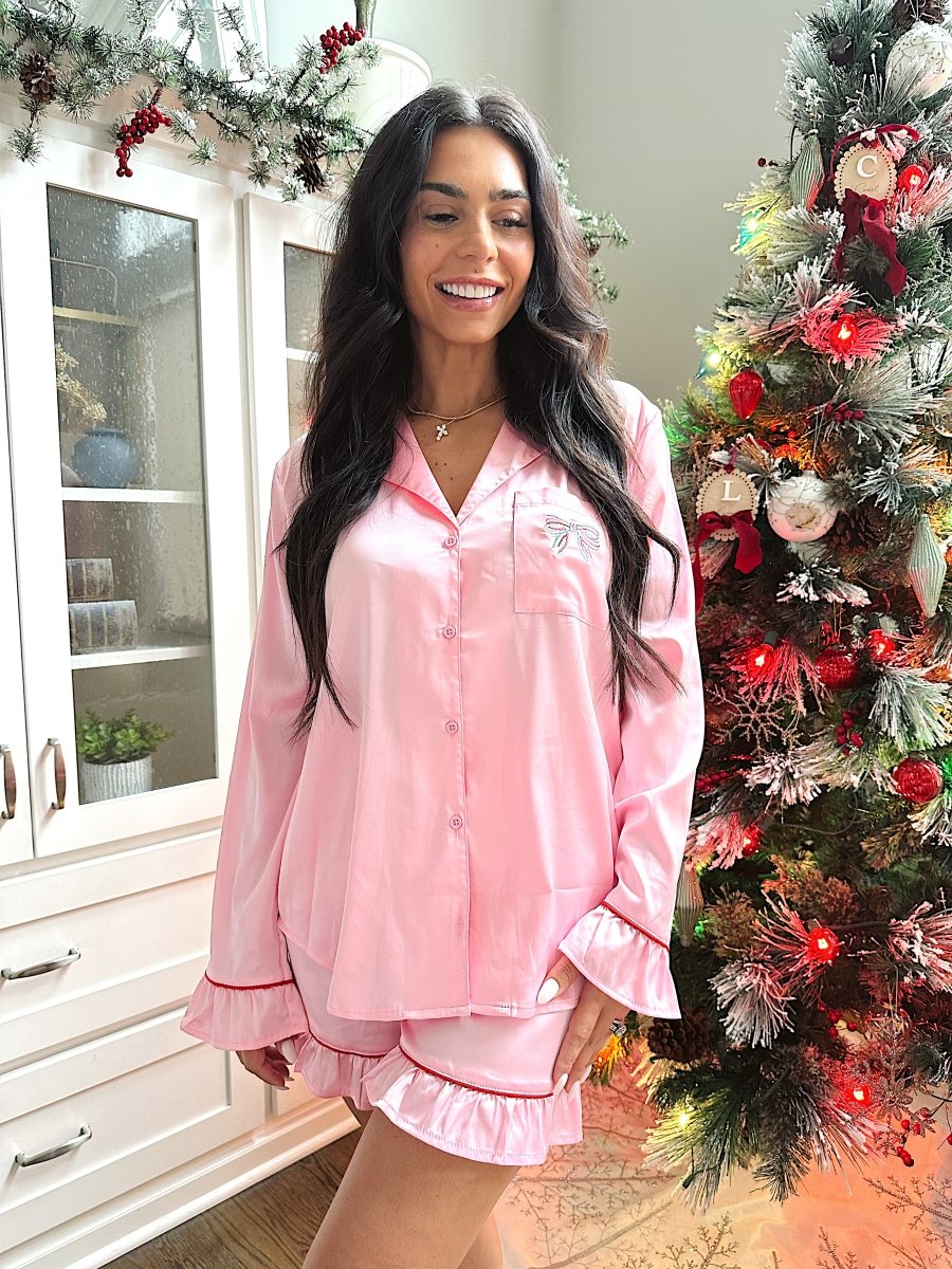 Holly Rose Pink Satin Pajama Set - Gwenna The Label